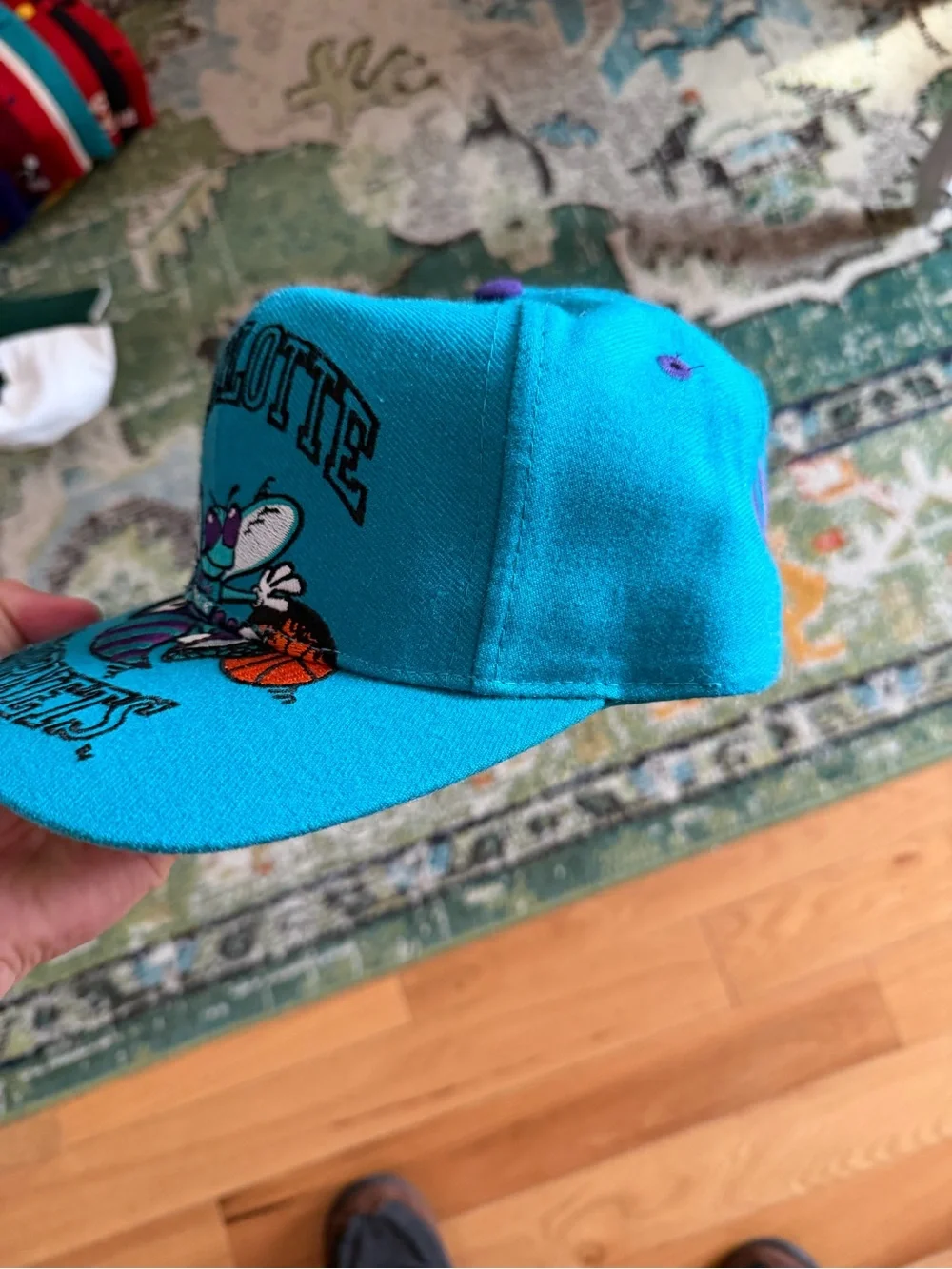 Charlotte Hornets Teal Basketball Cap with Embroidered Mascot